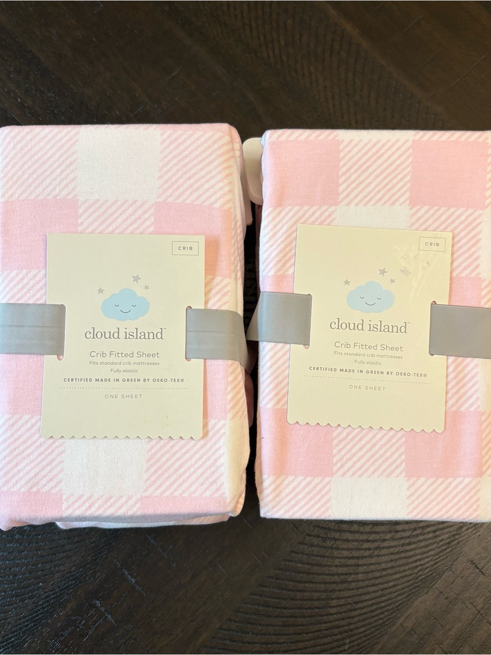 Cloud Island Fitted Crib Sheet Pink and White Brand New Fully Elastic Oeko Tex